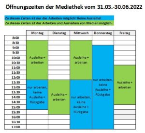 Öffnunsgzeiten Mediathek 12.05.2022